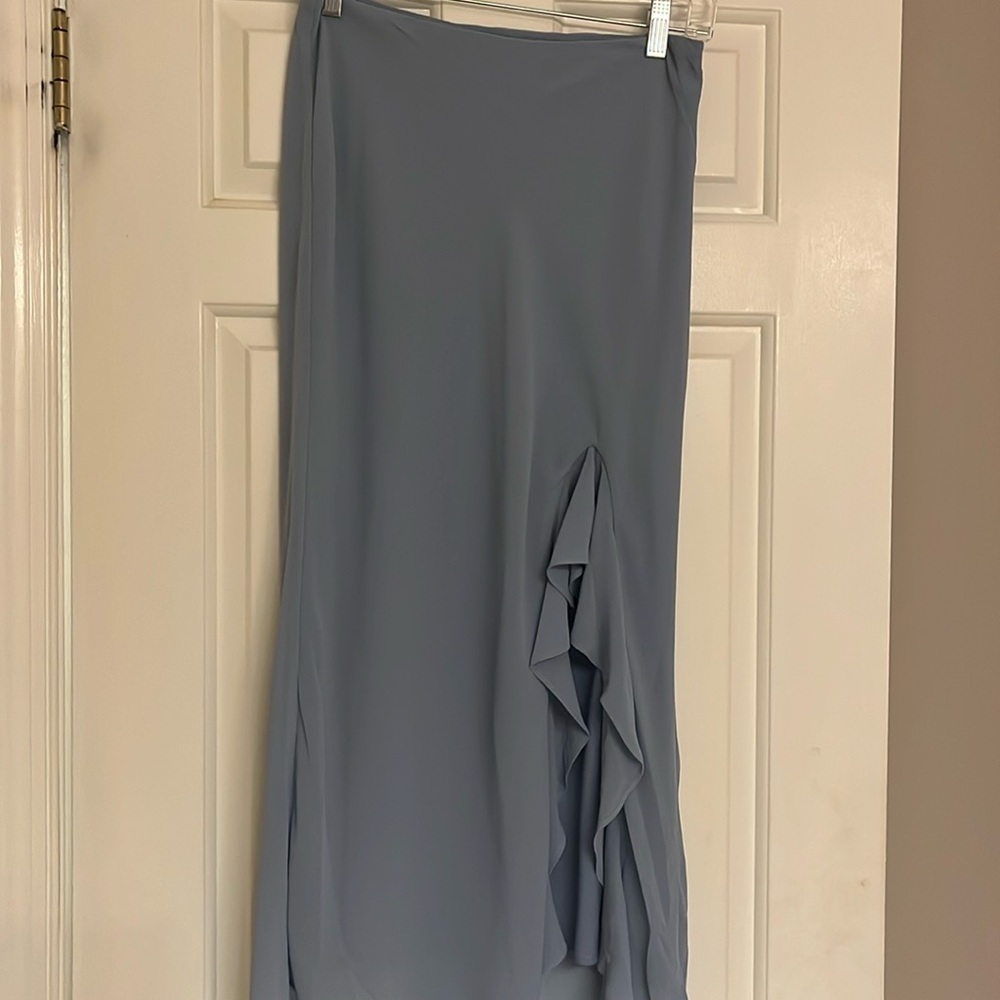 Kaleigh slate blue midi skirt